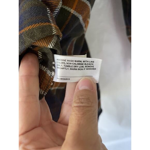 Duluth Trading Flannel Womens XXL 2XL Orange Plaid Folklore Button Heavy Shirt - Picture 4 of 7